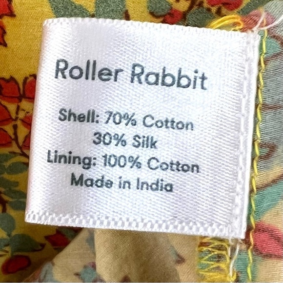 Roller Rabbit Rhody Zarella Silk Blend Yellow Tie Waist Midi Dress Women Large - Picture 15 of 16